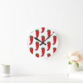 Red Pepper Diva Cartoon Pattern Ronde Klok (Huis)