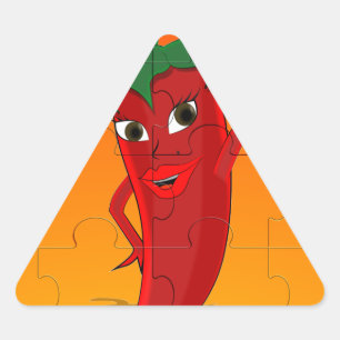 Red Pepper Diva Jigzaag Puzzle Driehoek Sticker