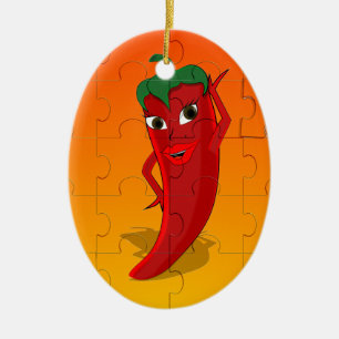 Red Pepper Diva Jigzaag Puzzle Keramisch Ornament