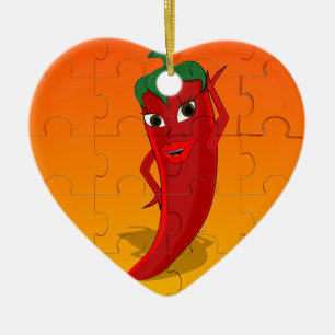 Red Pepper Diva Jigzaag Puzzle Keramisch Ornament