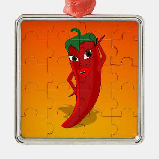 Red Pepper Diva Jigzaag Puzzle Metalen Ornament (Voorkant)