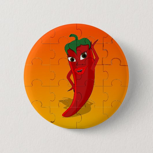Red Pepper Diva Jigzaag Puzzle Ronde Button 5,7 Cm (Voorkant)
