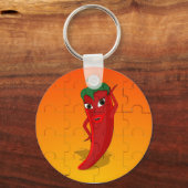 Red Pepper Diva Jigzaag Puzzle Sleutelhanger (Voorkant)