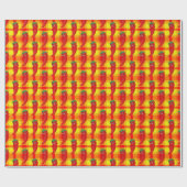 Red Pepper Diva Oranje Yellow Plaid Pattern Cadeaupapier (Vlak)