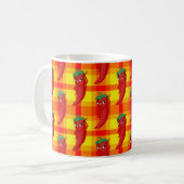 Red Pepper Diva Oranje Yellow Plaid Pattern Koffiemok (Voorkant links)