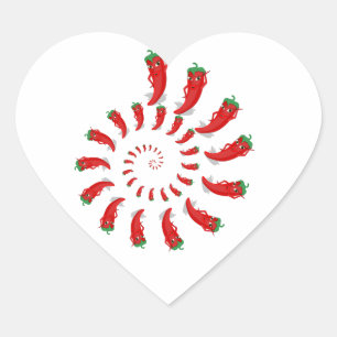 Red Pepper Diva Spiral Hart Sticker
