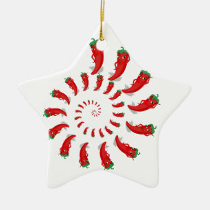 Red Pepper Diva Spiral Keramisch Ornament
