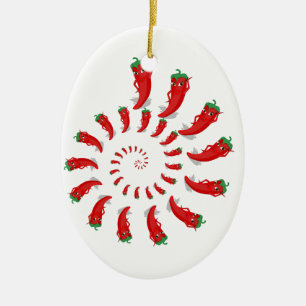 Red Pepper Diva Spiral Keramisch Ornament