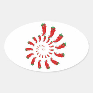 Red Pepper Diva Spiral Ovale Sticker