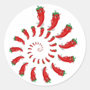 Red Pepper Diva Spiral Ronde Sticker