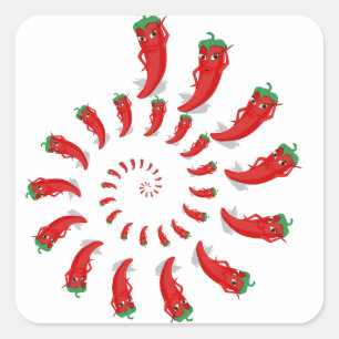 Red Pepper Diva Spiral Vierkante Sticker