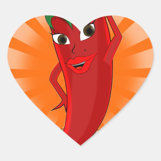 Red Pepper Superstar Hart Sticker (Voorkant)