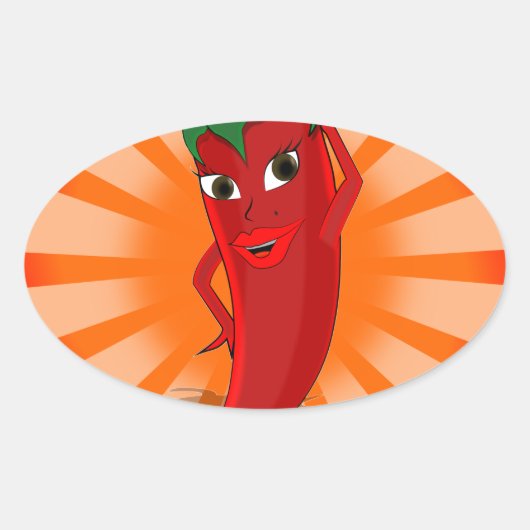 Red Pepper Superstar Ovale Sticker (Voorkant)