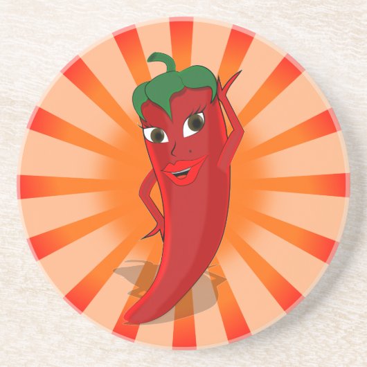 Red Pepper Superstar Zandsteen Onderzetter (Voorkant)