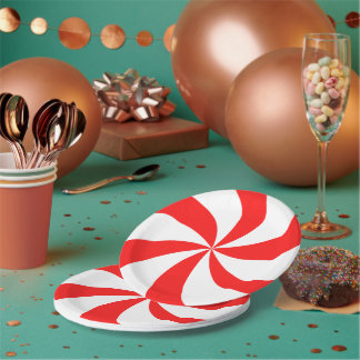 Red Peppermint Swirl Papieren Bordje