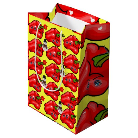 Red Peppers, Snowman-kerstcadeaus Medium Cadeauzakje (Achterkant Gekanteld)