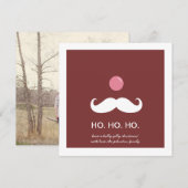 Red Père Noël Mustache Christmas Photo Flat Cartes (Devant / Derrière)