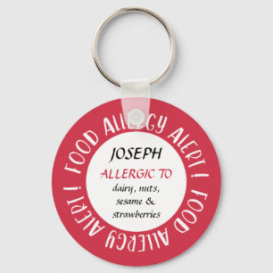 Red Personalised Food Allergy Alert Gepersonalisee Sleutelhanger