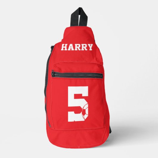 Red Personalised Football Boot Sling Bag (Voorkant)