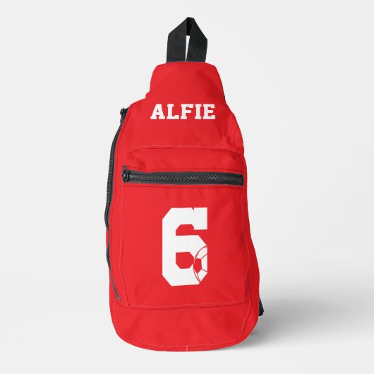 Red Personalised Football Boot Sling Bag (Voorkant)