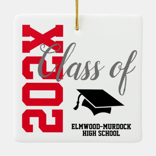 Red Personalized High School Afstuderen Kerstmis Keramisch Ornament (Achterkant)