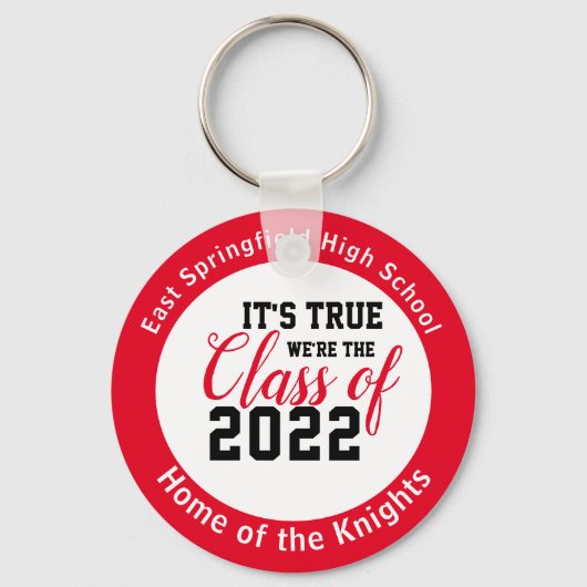 Red Personalized High School Class of 2022 Sleutelhanger (Voorkant)