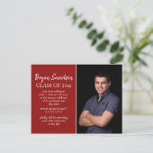 Red Personalized Photo Graduation Party Briefkaart (Staand voorkant)