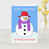Red Pet kerstmis Snowman Cartoon Kaart (Gele Bloem)