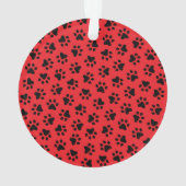 Red Pet Paw Drukt Aangepaste kattennaam Foto Ornament (achterkant)