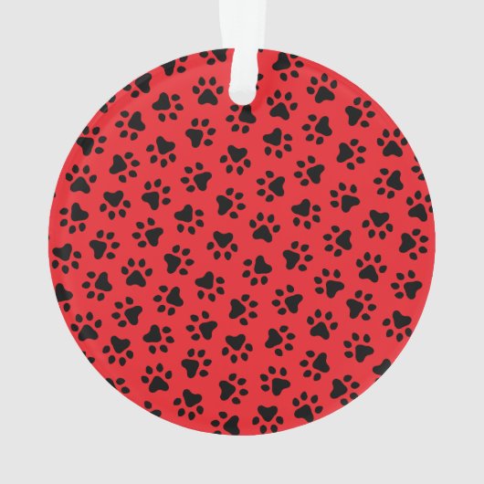 Red Pet Paw Drukt Aangepaste kattennaam Foto Ornament (achterkant)