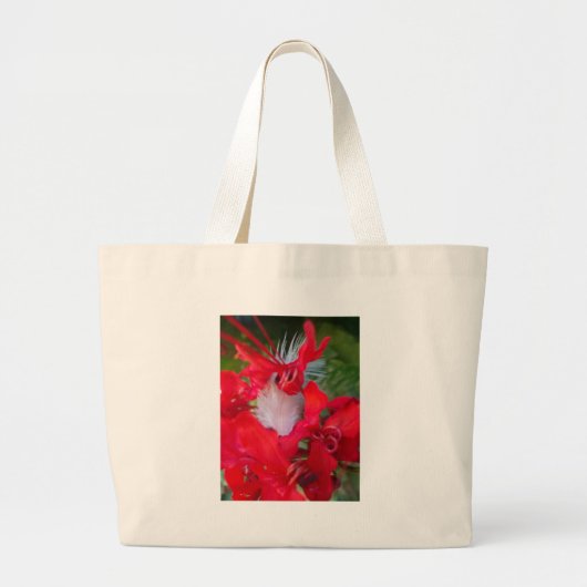 Red Petal Feather Art Print Grote Tote Bag (Voorkant)