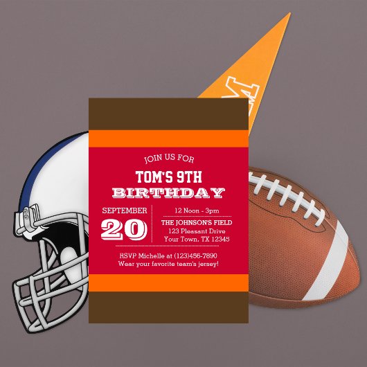 Red Pewter Orange Team Invitation Anniversaire