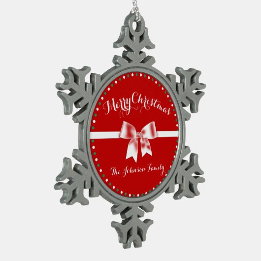 Red Pewter persoonlijke kerstversieringen Tin Sneeuwvlok Ornament (Links)