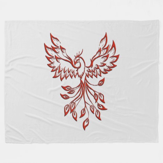 Red Phoenix Rises Silver Fleece Deken (Voorkant (Horizontaal))