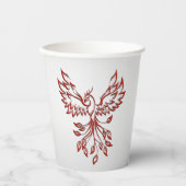 Red Phoenix Rises Silver Papieren Bekers (Voorkant)