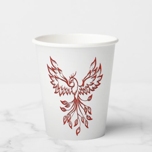 Red Phoenix Rises Silver Papieren Bekers (Voorkant)
