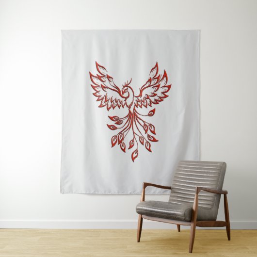 Red Phoenix Rises Silver Wandkleed (In situ)
