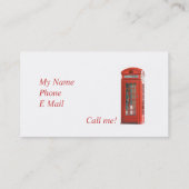 Red Phone Booth Visitekaartje (Achterkant)