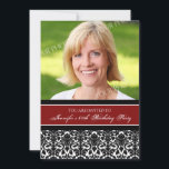 Red Photo 60th Birthday Party Invitations<br><div class="desc">Photo personnalisée Invitations à la fête d'anniversaire 60th en rouge,  noir et blanc classique motif damassé floral élégant. Ajoutez votre nom,  votre photo et les détails de la fête pour une invitation unique et élégante à la fête du 60e anniversaire.</div>