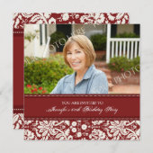 Red Photo 60th Birthday Party Invitations (Devant / Derrière)