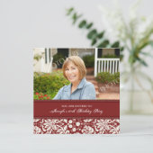 Red Photo 60th Birthday Party Invitations (Debout devant)