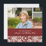 Red Photo 60th Birthday Party Invitations<br><div class="desc">Photo personnalisée Invitations à la fête d'anniversaire 60th en rouge et blanc classique motif damassé floral élégant. Ajoutez votre nom,  votre photo et les détails de la fête pour une invitation unique et élégante à la fête du 60e anniversaire.</div>