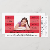 Red Photo Admission Ticket Party Invitation (Devant / Derrière)