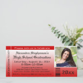 Red Photo Afstuderen Ticket-uitnodigingen Kaart (Staand voorkant)