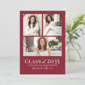 Red Photo Collage Graduation Aankondiging (Staand voorkant)