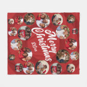 Red Photo Collage Kerstmis Fleece Deken (Voorkant (Horizontaal))