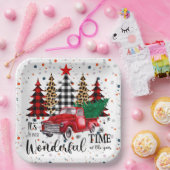 Red Pickup Christmas Bord Feestelijk Plezier (Feest)