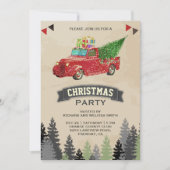  Red Pickup Truck Kerstparty Kaart (Voorkant)