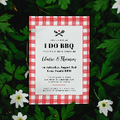 Red Picnic Plaid Cloth I Do BBQ Invitation