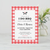 Red Picnic Plaid Cloth I Do BBQ Invitation (Debout devant)
